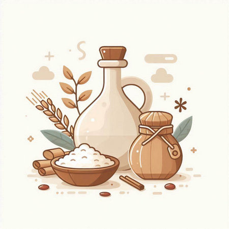 Vector illustration of a set of ingredients for cooking in cartoon style.のイラスト素材