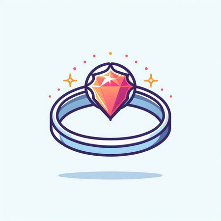 Wedding ring with diamond. Vector illustration in a flat styleのイラスト素材