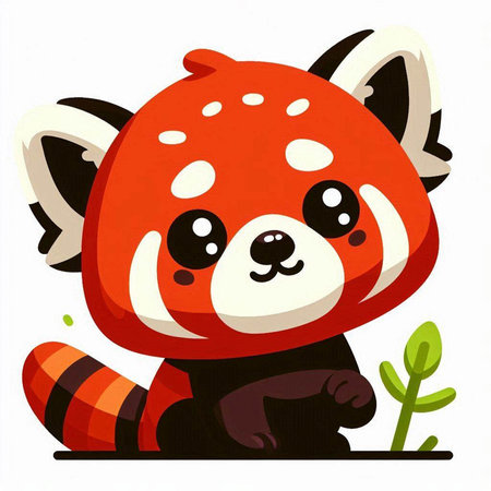 Cute cartoon red panda on white background. Vector illustration.のイラスト素材