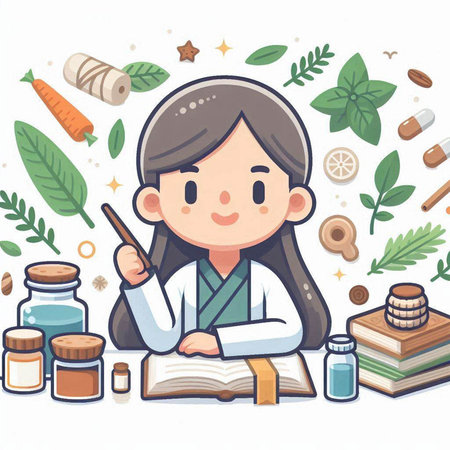 Illustration of a Girl in a Japanese Dress Doing Her Homeworkのイラスト素材