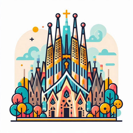 Church in the city. Church in the flat style. Vector illustration.のイラスト素材