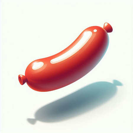 Sausage in shadow on white background. 3d illustration.のイラスト素材
