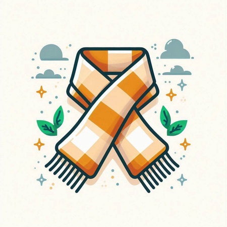Vector illustration of scarf in cartoon style. Hand drawn scarf icon.のイラスト素材