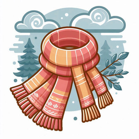 Vector illustration of winter scarf or shawl. Winter clothes.のイラスト素材