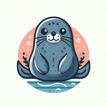Cute seal. Vector illustration in a flat style on a white background.のイラスト素材