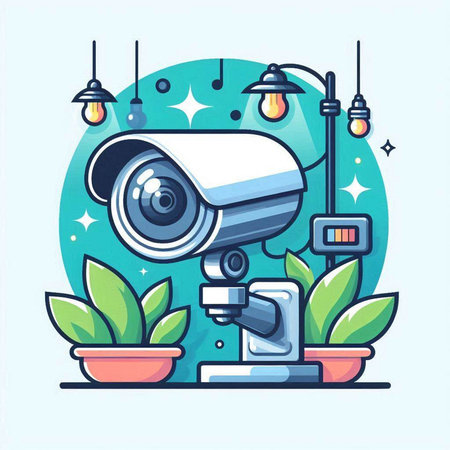 Vector illustration of cctv security camera in flat design style.のイラスト素材