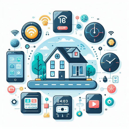 Smart home concept. Smart house and internet of things icons. Vector illustrationのイラスト素材