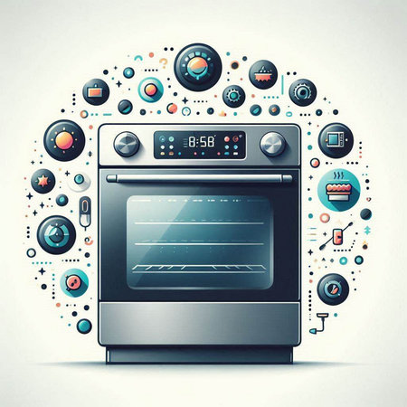 Illustration of an electric stove in a flat style. Vector illustration.のイラスト素材
