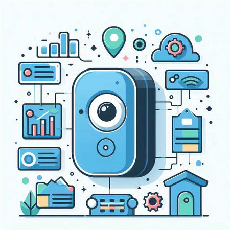 Modern flat design vector illustration concept of security camera and cloud computing.のイラスト素材