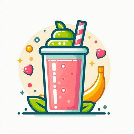 Smoothie vector illustration. Colorful smoothie icon in flat style.のイラスト素材