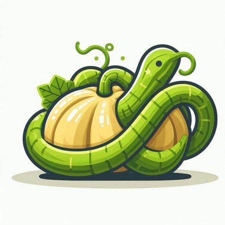 Pumpkin with a snake on a white background. Vector illustrationのイラスト素材