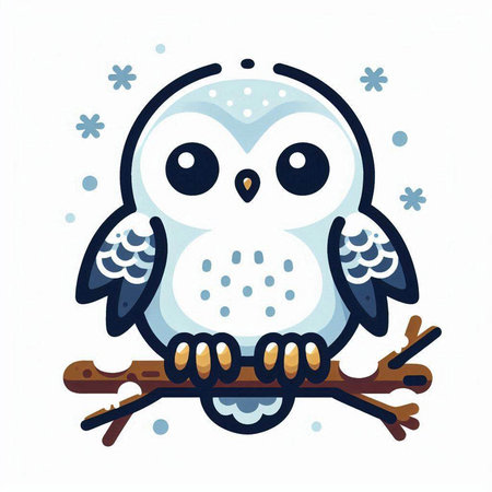 Cute cartoon owl on a white background. Vector illustration in a flat style.のイラスト素材
