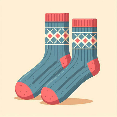 Pair of socks. Vector illustration in a flat style on a light background.のイラスト素材