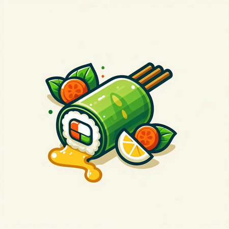 Sushi roll japanese food vector icon. Sushi roll japanese food illustrationのイラスト素材