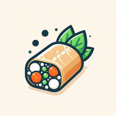 Sushi roll. Japanese food. Vector illustration in flat style.のイラスト素材
