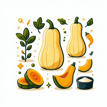 Pumpkin vector illustration. Vegetables, herbs and spices.のイラスト素材