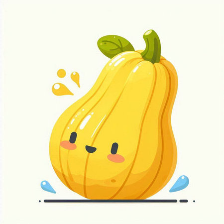 Pumpkin character. Cute cartoon vegetable. Vector illustration.のイラスト素材