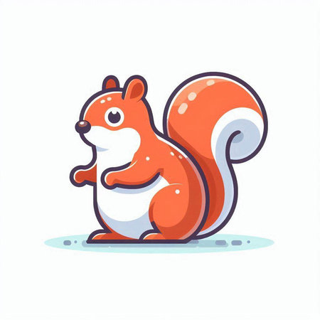 Cute cartoon squirrel. Vector illustration isolated on a white background.のイラスト素材
