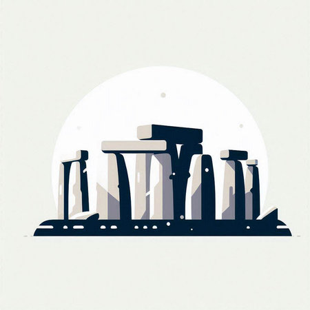 Silhouette of ancient Greek temple. Vector illustration in retro style.のイラスト素材