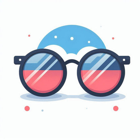 Retro glasses with red and white stripes. Vector illustration in flat style.のイラスト素材