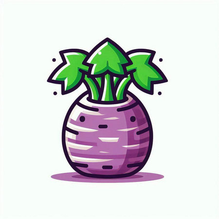 Cute kohlrabi icon. Vector illustration in cartoon styleのイラスト素材