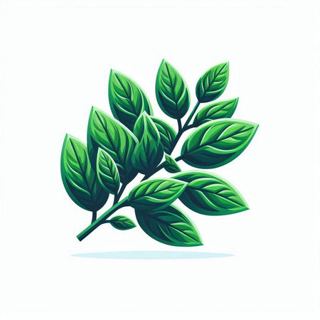 Green leaves on a white background. Vector illustration for your design.のイラスト素材
