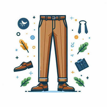 Fashionable men's trousers. Vector illustration in flat style.のイラスト素材