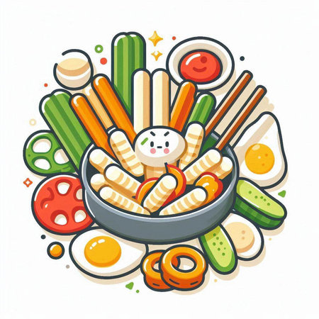 Illustration of japanese food in bowl on white background.のイラスト素材