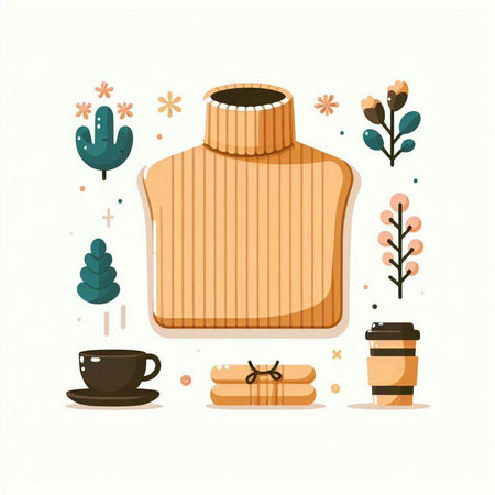 Illustration of coffee set in flat design style. Vector illustration.のイラスト素材