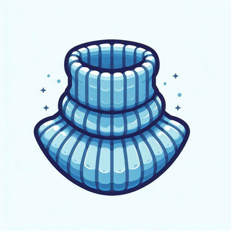 Illustration of a knitted hat on a light blue background.のイラスト素材