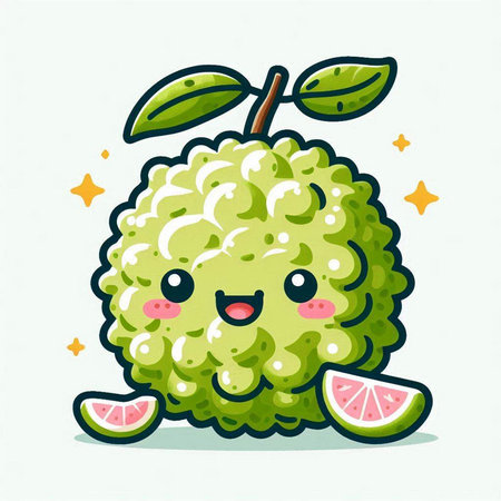 Cute kawaii kawaii guava fruit vector illustration.のイラスト素材