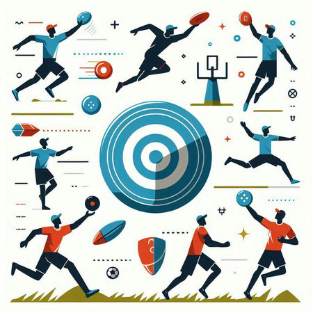Set of vector illustrations in flat style on the topic of sports.のイラスト素材
