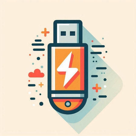 USB flash drive flat icon with long shadow, colorful vector pictogramのイラスト素材