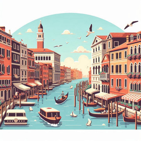 Venice, Italy. Vector illustration. Can be used as a backgroundのイラスト素材