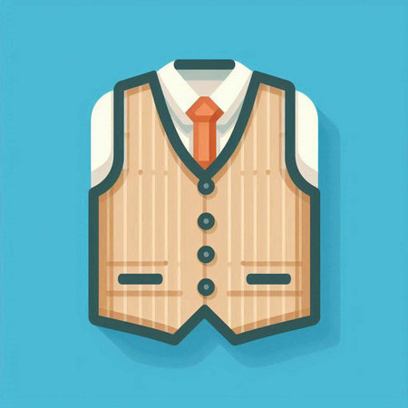 Vector illustration of a jacket with a tie on a blue background.のイラスト素材