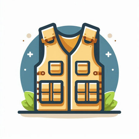 Fisherman vest flat icon. Vector illustration for web and mobile designのイラスト素材