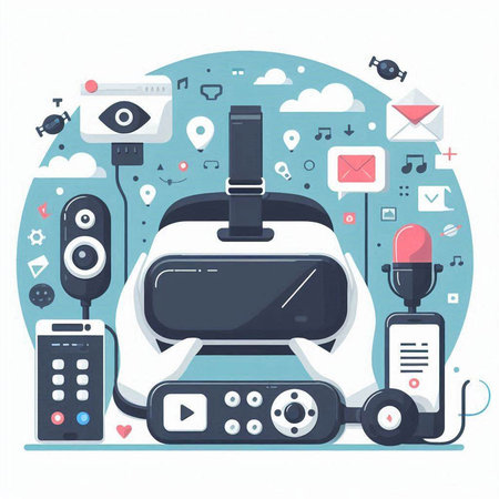 Flat design modern vector illustration concept of virtual reality and technology.のイラスト素材