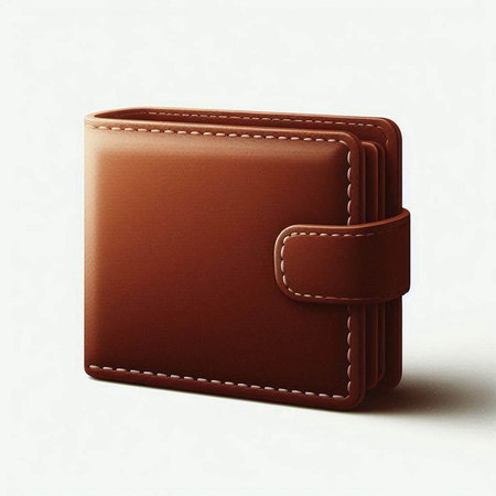 Brown leather wallet isolated on a white background. 3d render.のイラスト素材