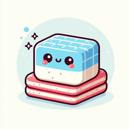 Cute vector illustration of a cake in a cartoon style on a white backgroundのイラスト素材