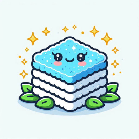 Cute blue rice cake. Vector illustration in cartoon comic style.のイラスト素材