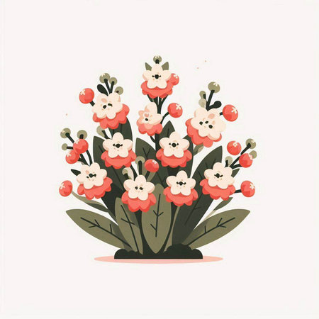 Bouquet of red and pink flowers. Flat vector illustration.のイラスト素材
