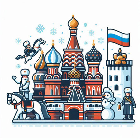 Drink Christmas and New Year vector illustration. Santa Claus in a hat with a cup of tea.のイラスト素材