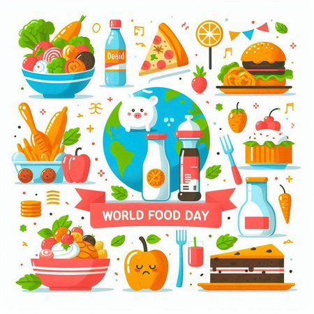 World food day concept. Vector illustration of World food day concept. World food day posterのイラスト素材