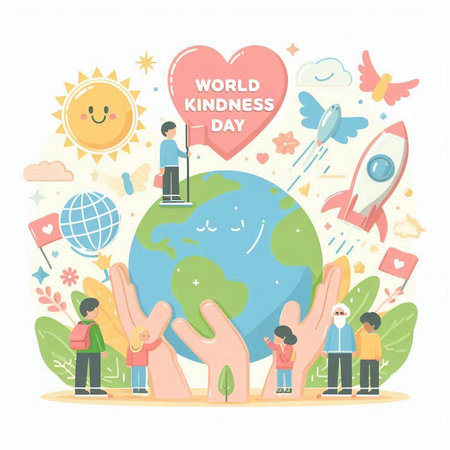 World environment day concept with people around the world. Vector illustration.のイラスト素材