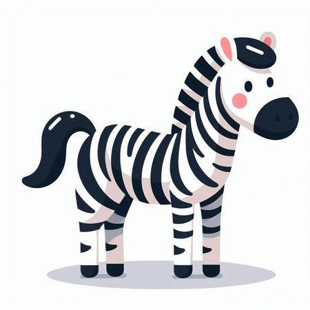 Zebra animal. Cute cartoon character. Vector illustration in flat styleのイラスト素材