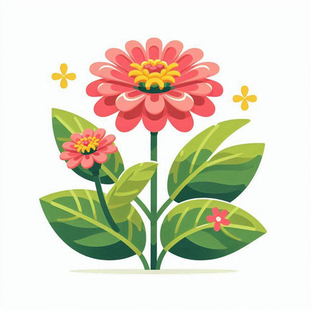Flower and leaves isolated on a white background. Vector illustration.のイラスト素材