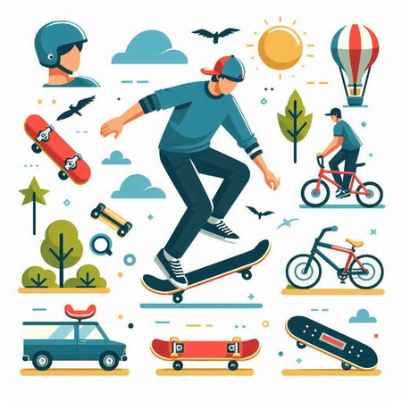Skateboarder. Skateboarding. Extreme sport. Vector illustrationのイラスト素材