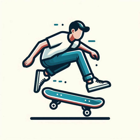 Skateboarder riding a skateboard. Vector illustration of a skateboarder.のイラスト素材