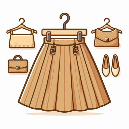 Set of women's clothing and accessories on a white background. Vector illustration.のイラスト素材