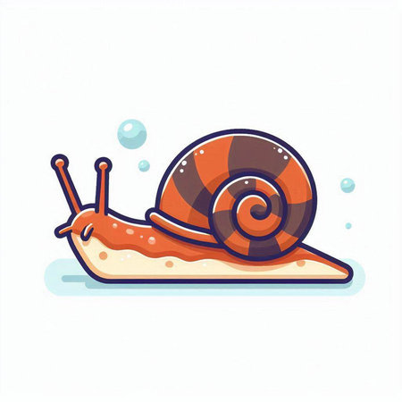 Cartoon snail on a white background. Vector illustration in a flat style.のイラスト素材